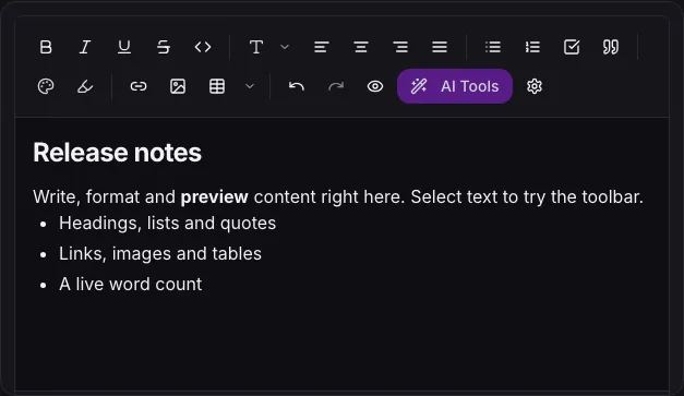 Rich Text Editor component