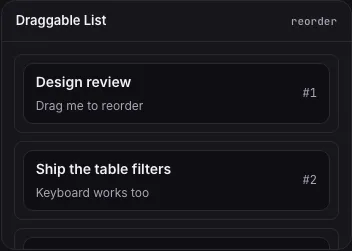 Draggable List component