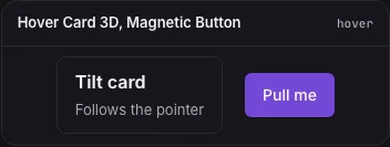 Hover Card 3D and Magnetic Button components