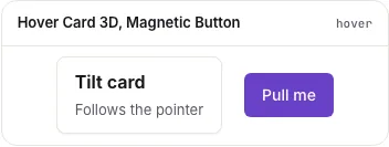 Hover Card 3D and Magnetic Button components
